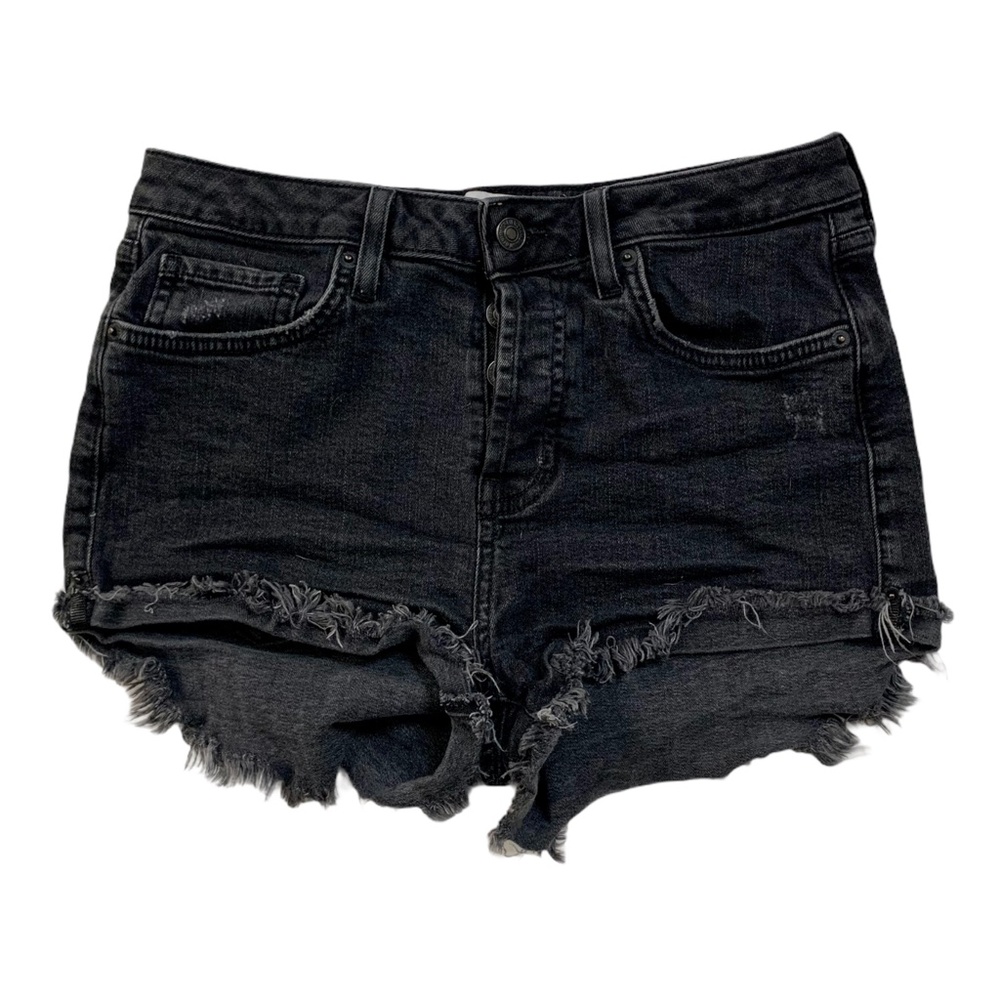 Forever 21 Black Jean Shorts Distressed Button Fly